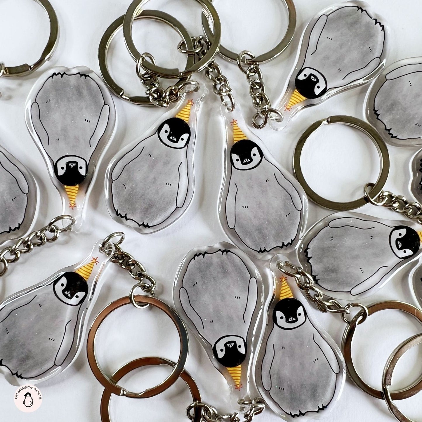 Pudding the Penguin Party Hat Acrylic Keychain