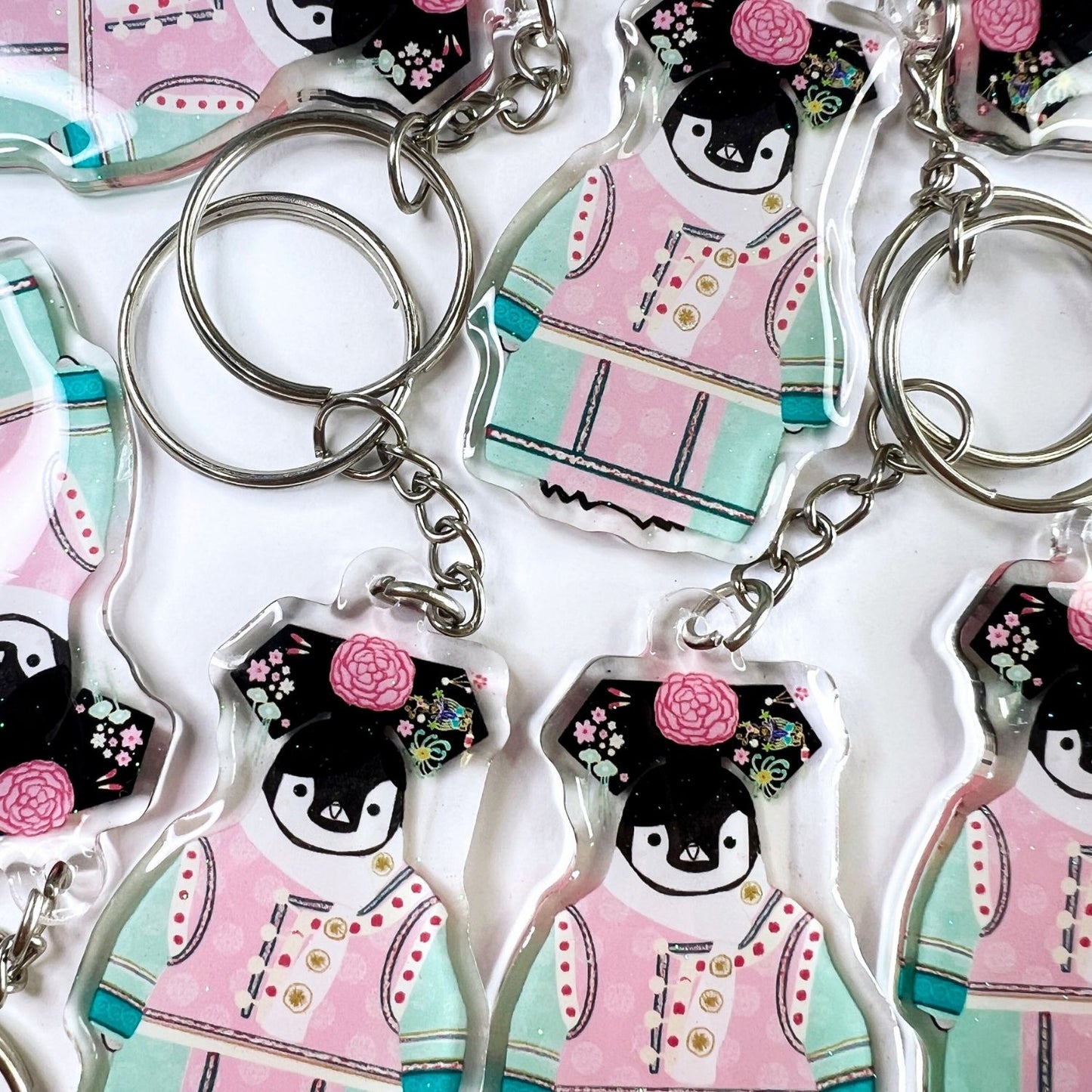 Pudding the Penguin Qing Dynasty Princess Acrylic Keychain