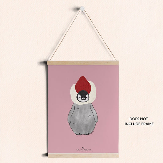Pudding the Penguin Strawberry Daifuku Art Print