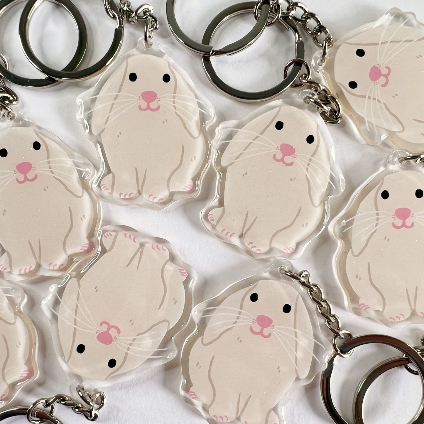 Cream Holland Lop Rabbit Acrylic Keychain