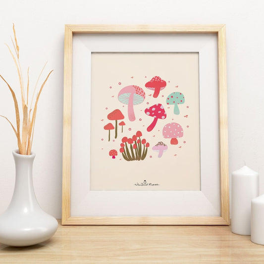 Pink Mushrooms Art Print
