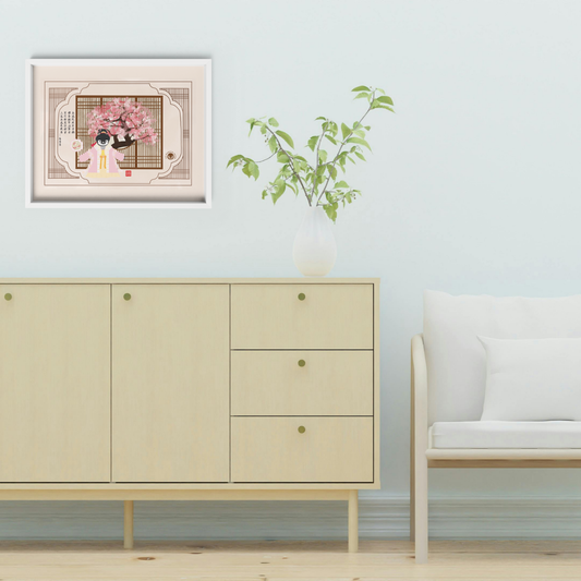 Pudding the Penguin Chinese Style Art Print