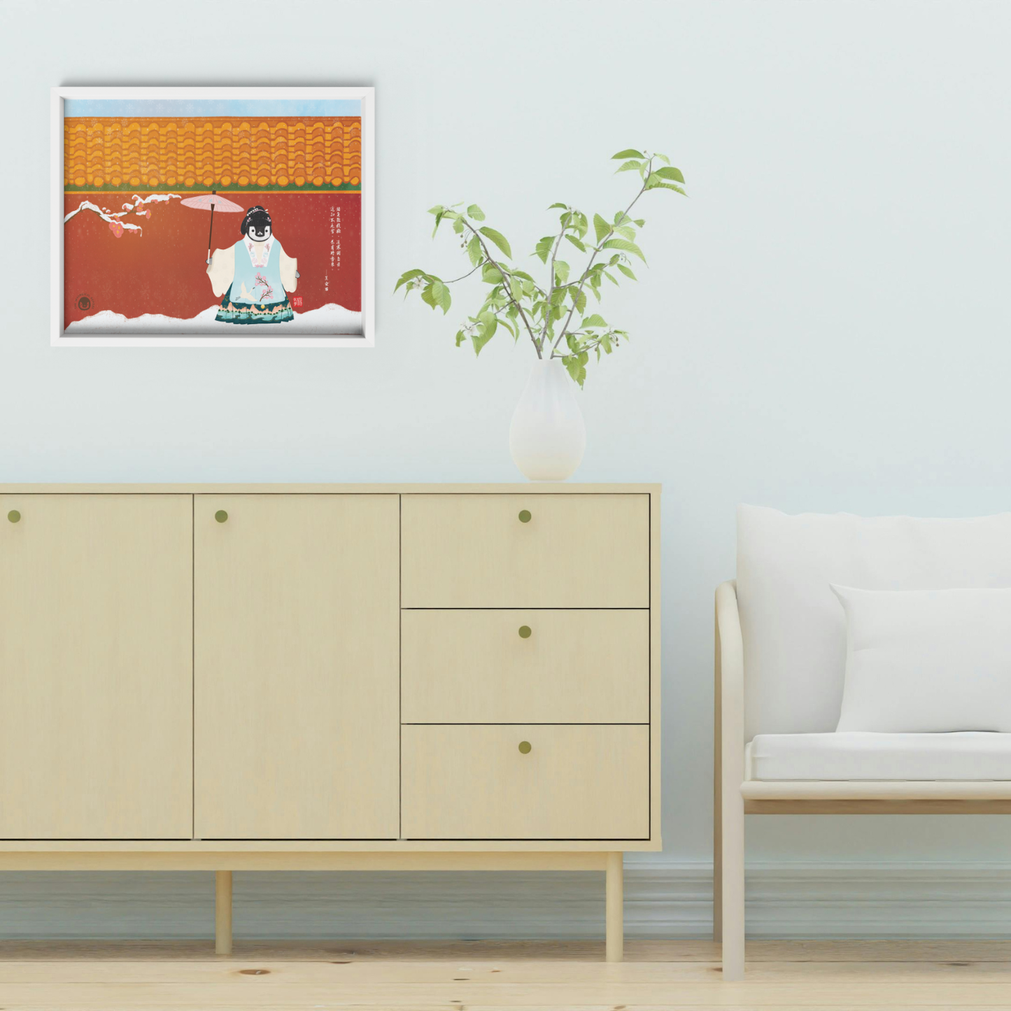 Pudding the Penguin Winter Palace Art Print