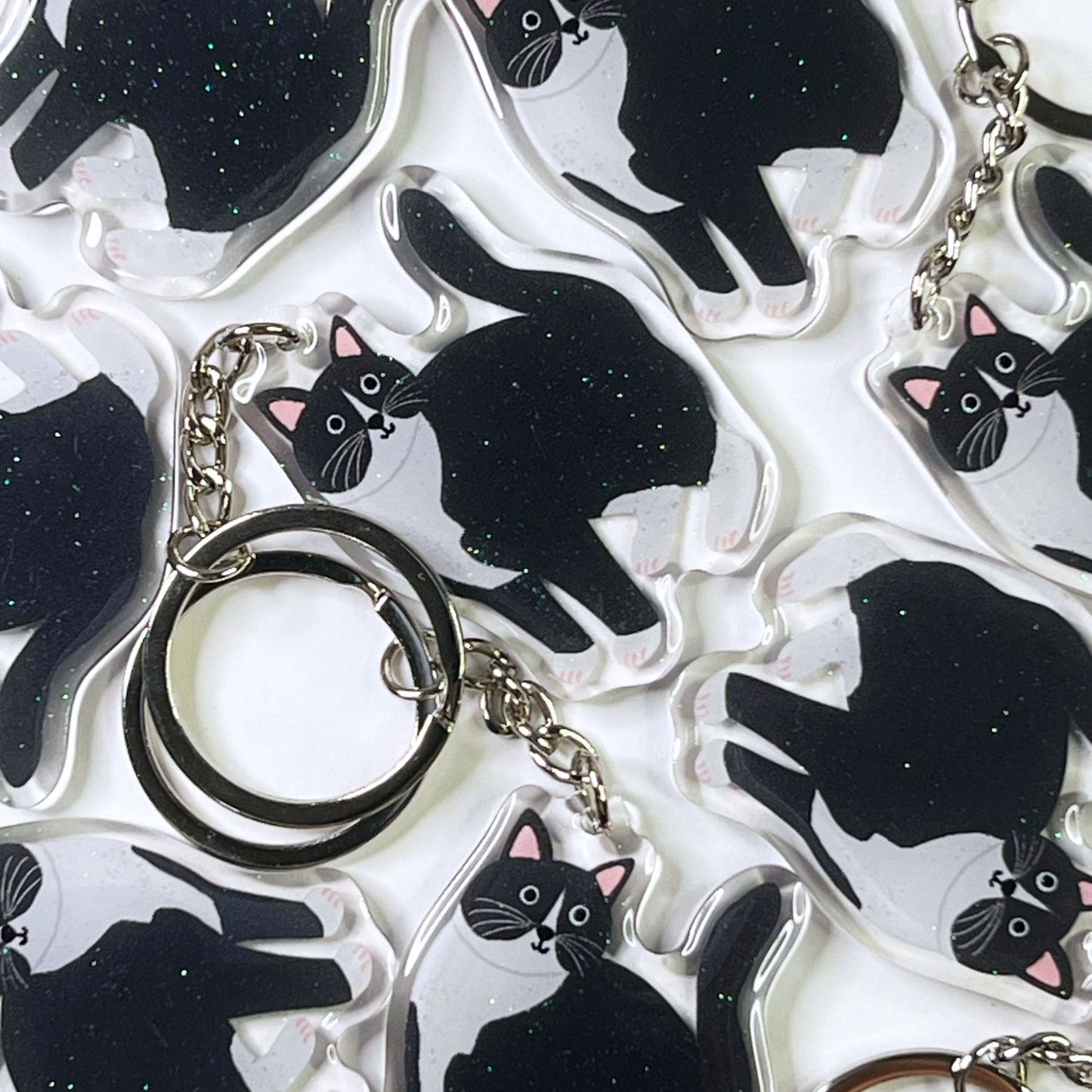 Tuxedo Cat Acrylic Keychain