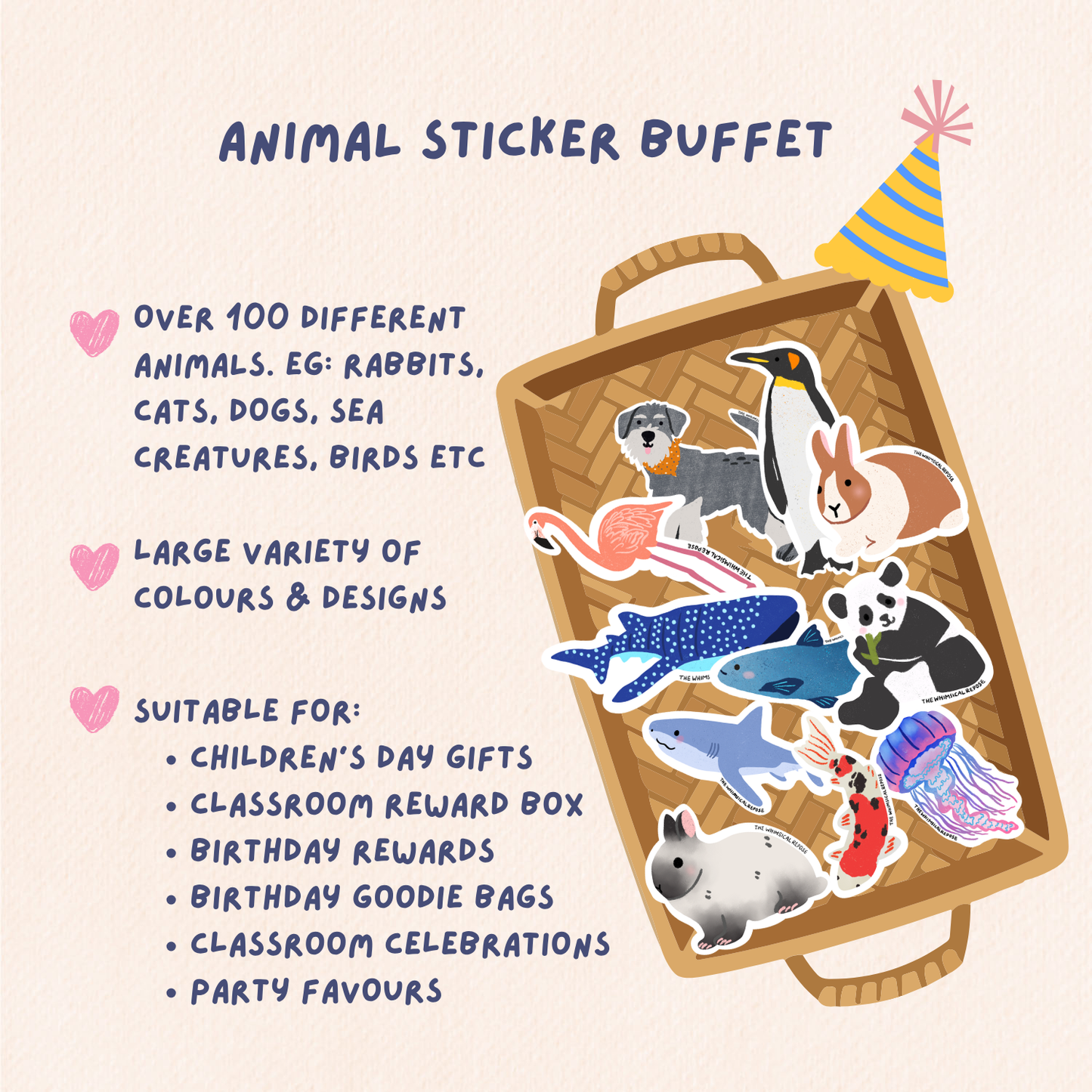 The Sticker Buffet: 40 Assorted Animal Stickers