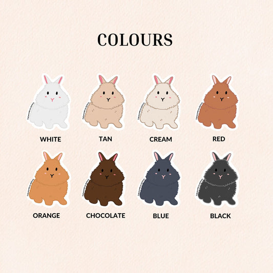 Lionhead Rabbit Vinyl Sticker, 8 Colours