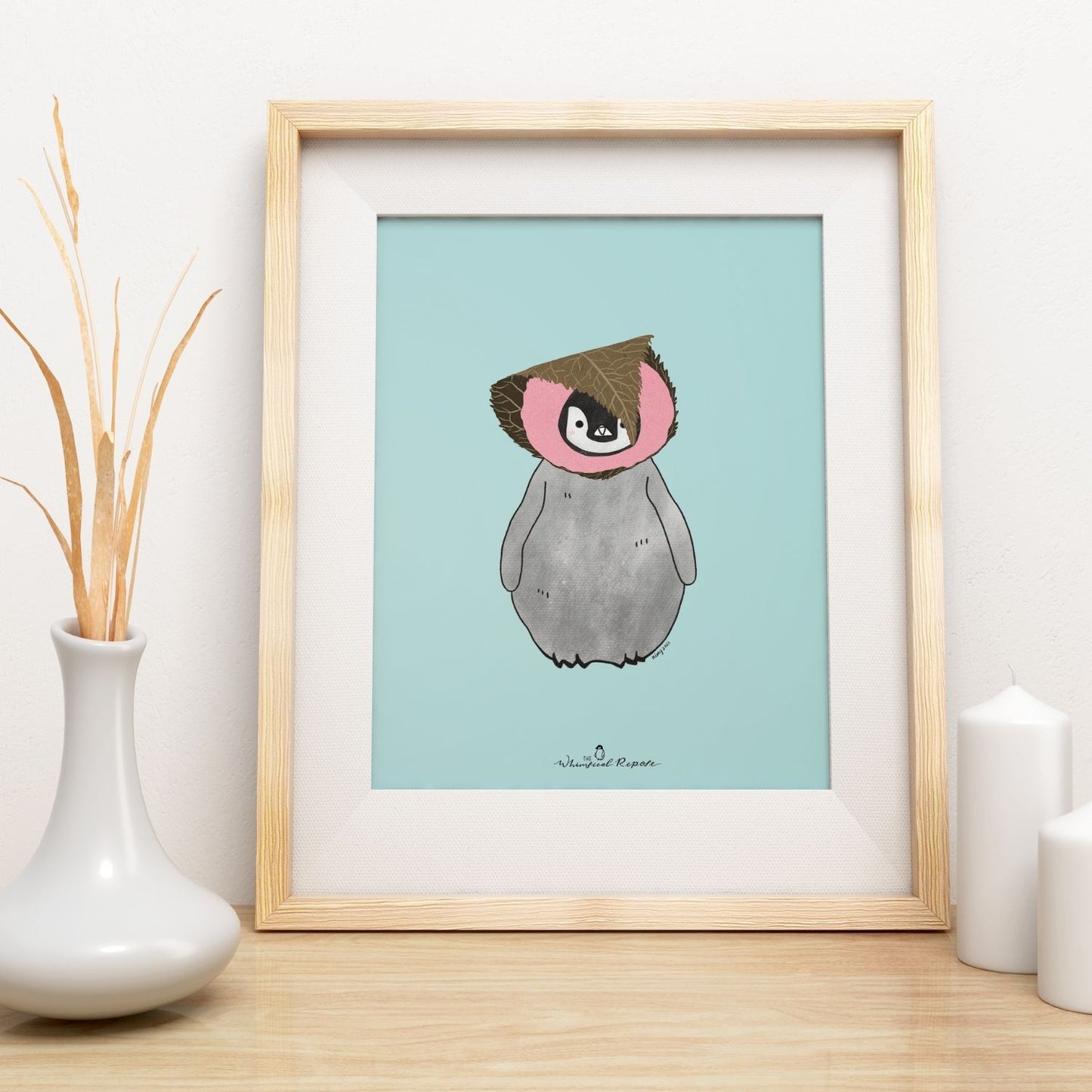 Pudding the Penguin in Sakura Mochi Art Print