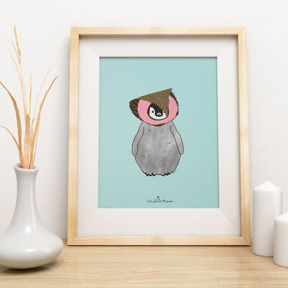 Pudding the Penguin in Sakura Mochi Art Print