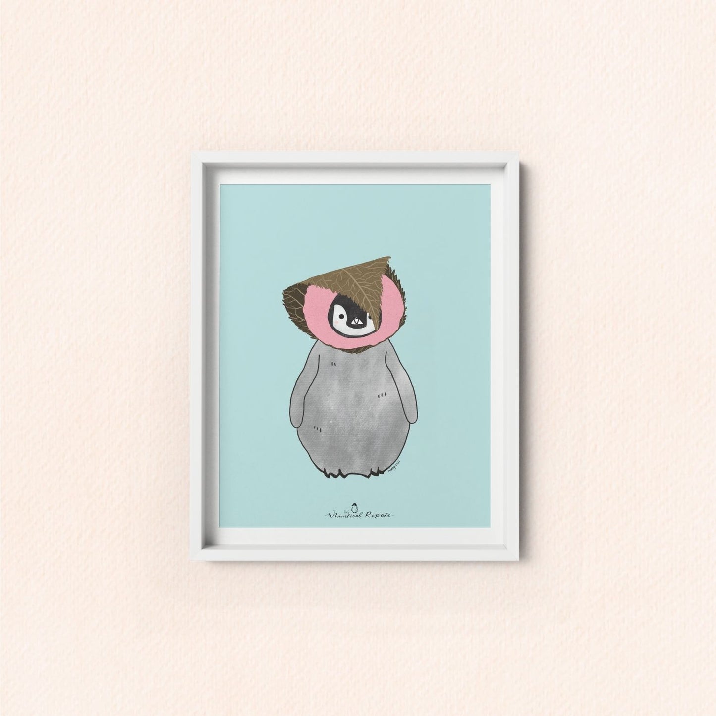 Pudding the Penguin in Sakura Mochi Art Print