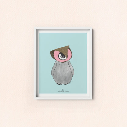 Pudding the Penguin in Sakura Mochi Art Print