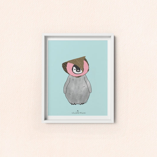 Pudding the Penguin in Sakura Mochi Art Print