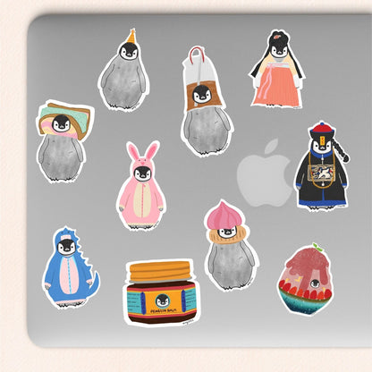 Pudding the Penguin Asian Zombie Vinyl Sticker