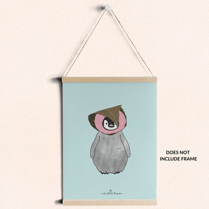 Pudding the Penguin in Sakura Mochi Art Print