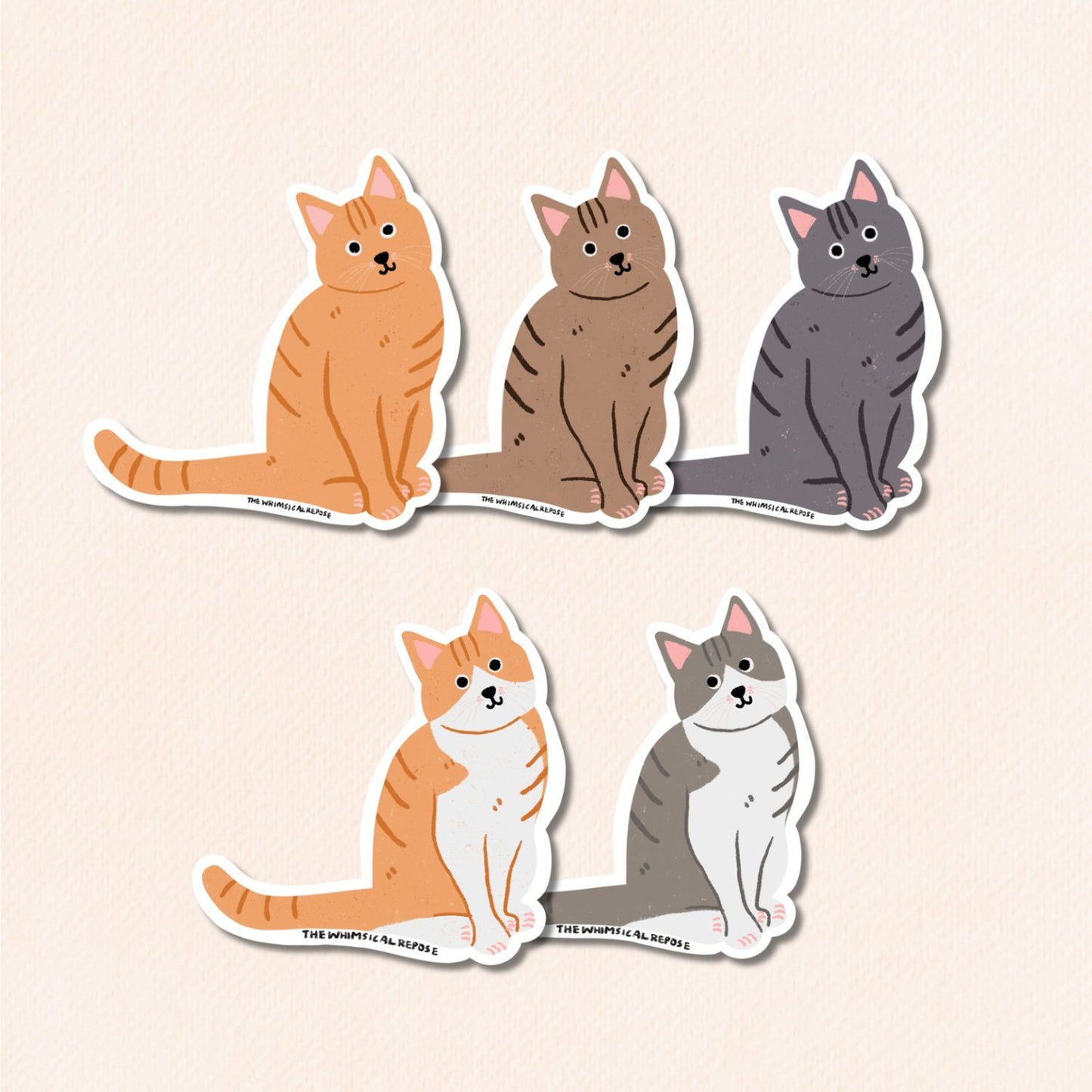 Tabby Cat Vinyl Sticker, 5 Colours