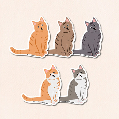 Tabby Cat Vinyl Sticker, 5 Colours