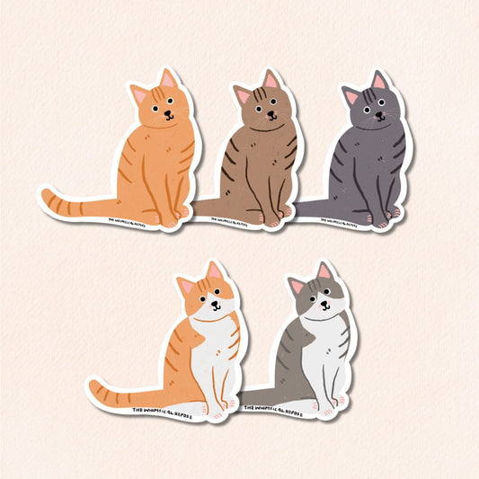 Tabby Cat Vinyl Sticker, 5 Colours