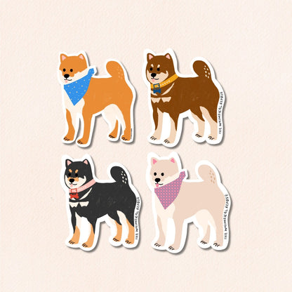 Shiba Inu Vinyl Sticker, 4 Colours