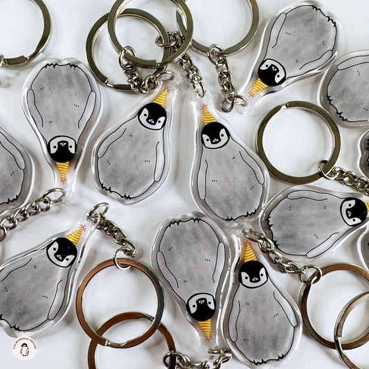 Pudding the Penguin Party Hat Acrylic Keychain