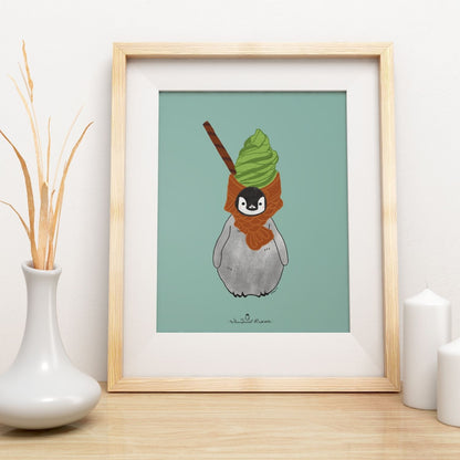 Pudding the Penguin Taiyaki Ice Cream Art Print