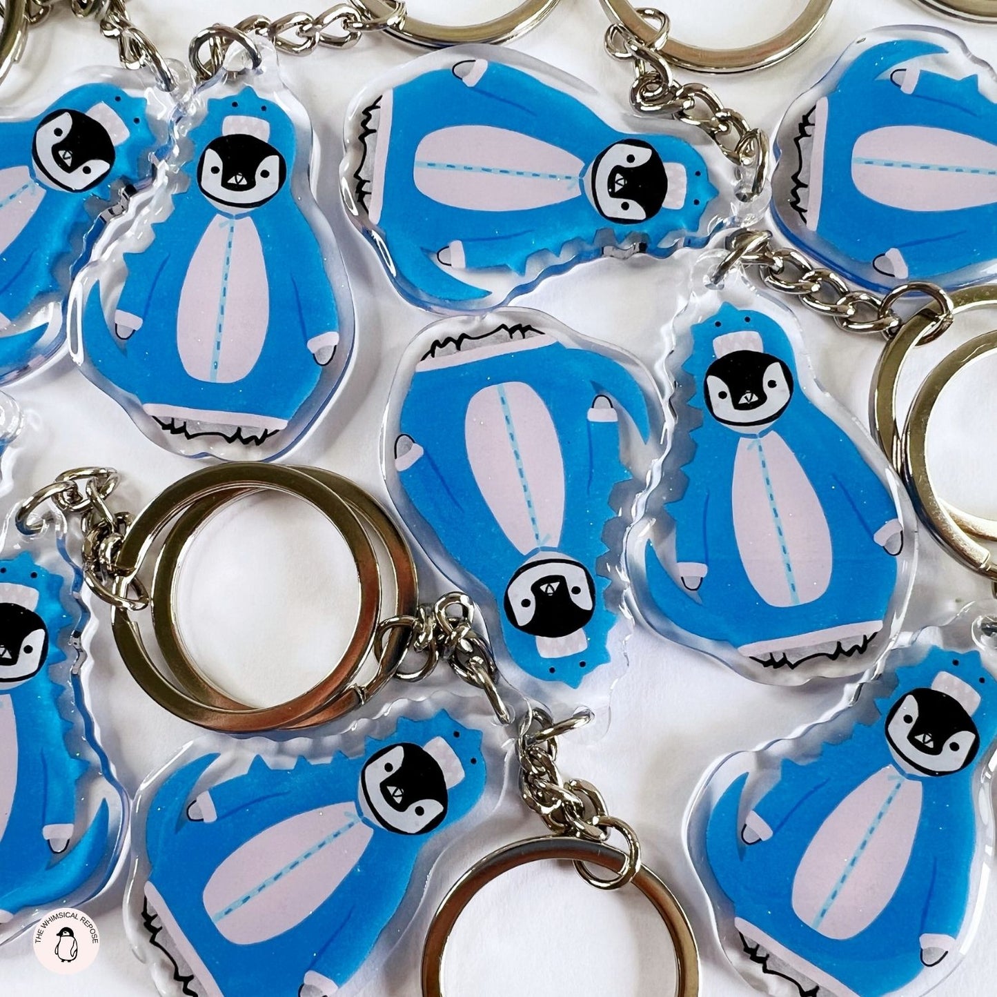 Pudding the Penguin Dinosaur Acrylic Keychain