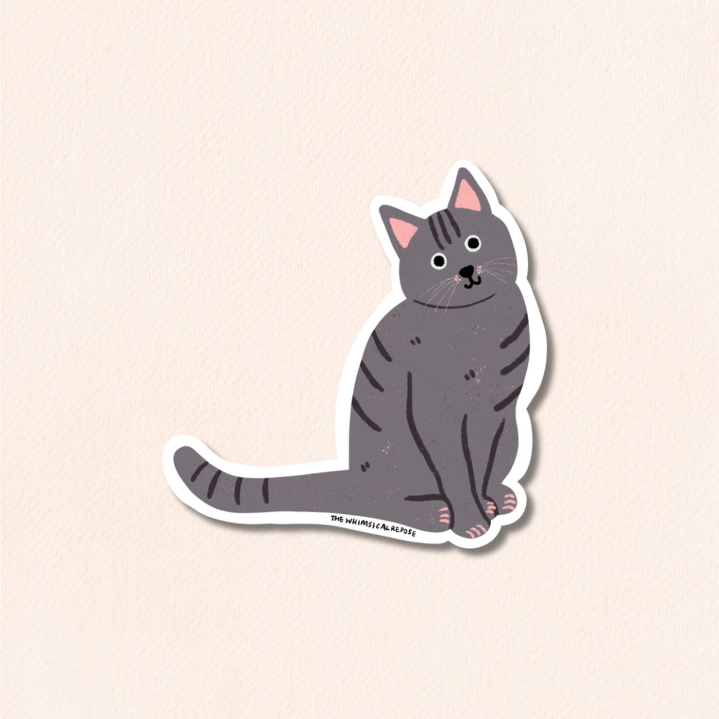 Tabby Cat Vinyl Sticker, 5 Colours