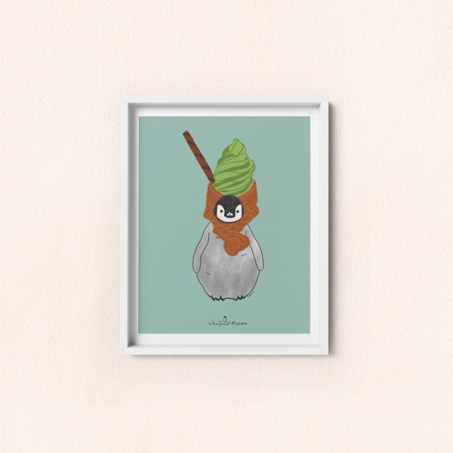 Pudding the Penguin Taiyaki Ice Cream Art Print
