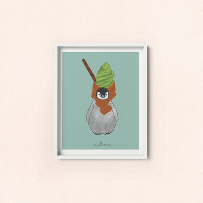 Pudding the Penguin Taiyaki Ice Cream Art Print
