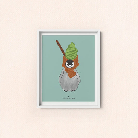 Pudding the Penguin Taiyaki Ice Cream Art Print