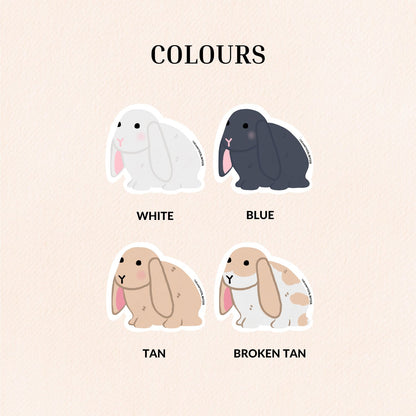 English Lop Rabbit Vinyl Sticker, 4 Colours