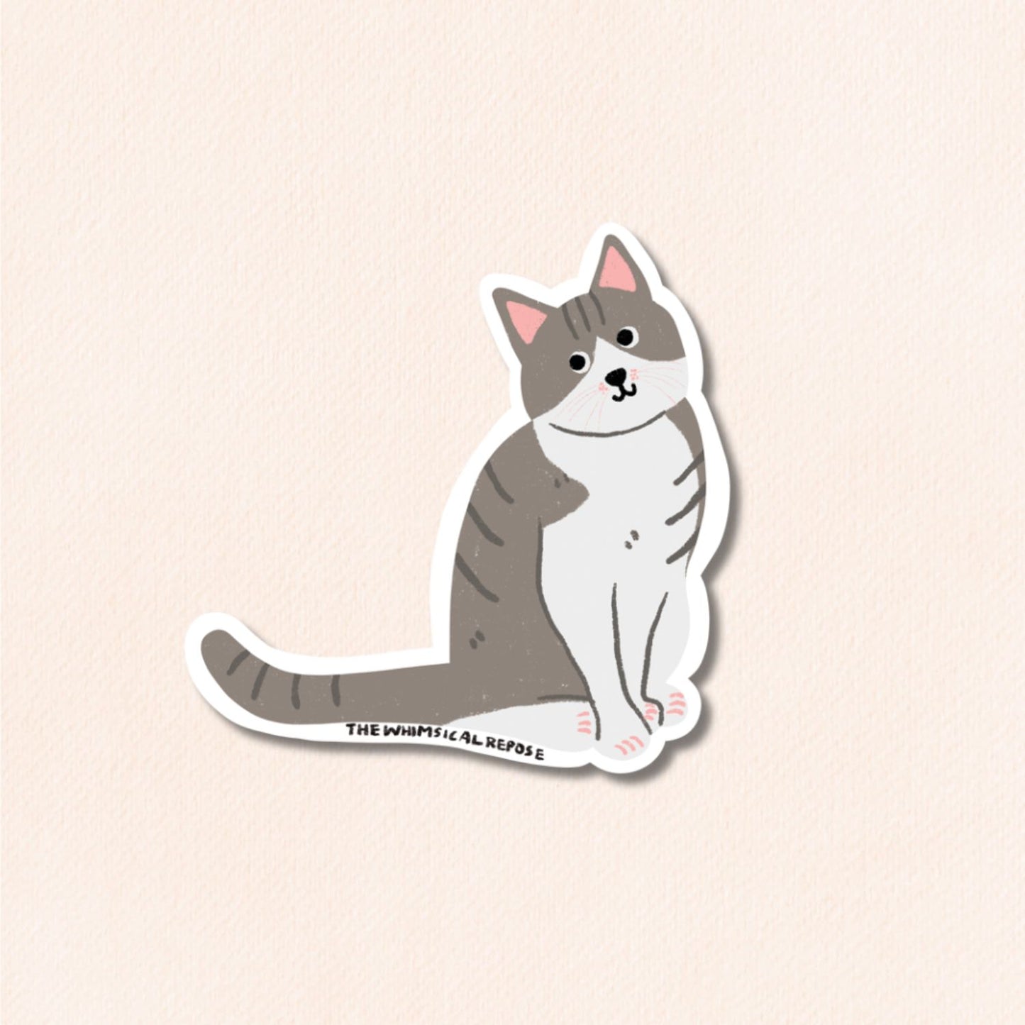 Tabby Cat Vinyl Sticker, 5 Colours