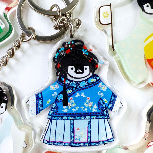 Pudding the Penguin Qing Dynasty Lady Acrylic Keychain