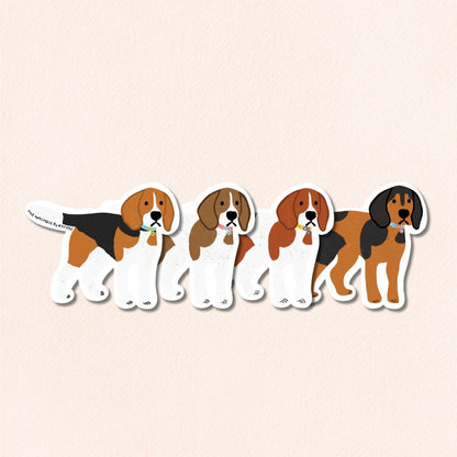 Beagle Vinyl Sticker, 4 Colours