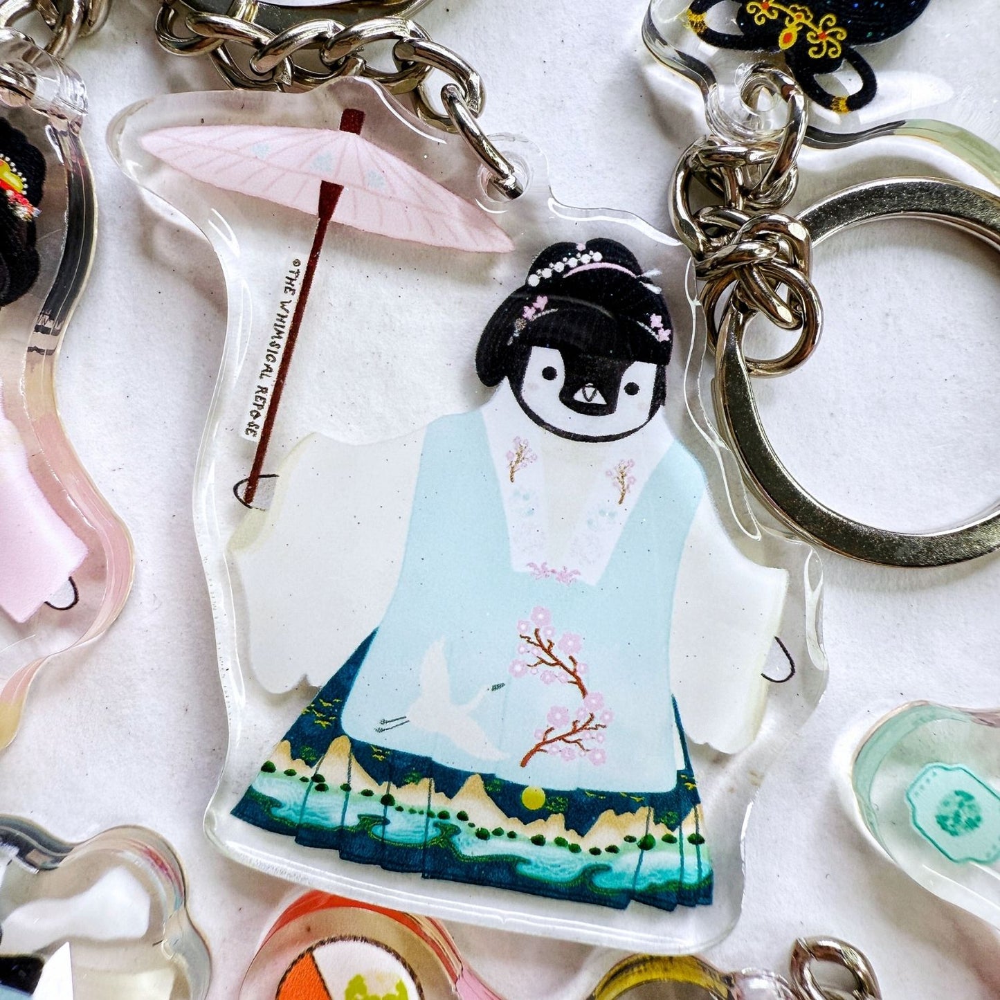 Pudding the Penguin Ming Dynasty Lady Acrylic Keychain
