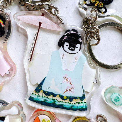 Pudding the Penguin Ming Dynasty Lady Acrylic Keychain