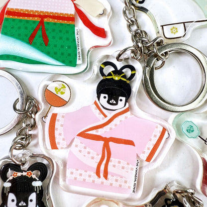 Pudding the Penguin Qin Han Dynasty Lady Acrylic Keychain