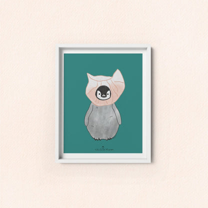 Penguin in Har Kau Art Print