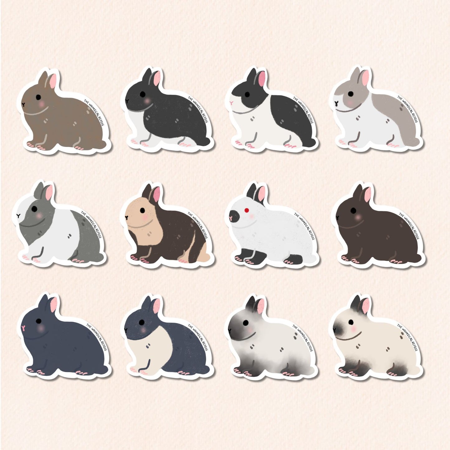 Netherland Dwarf Bunny Vinyl Sticker, 26 Colours