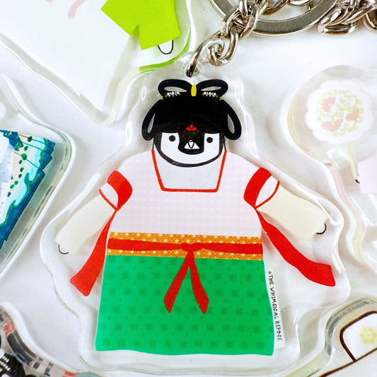 Pudding the Penguin Tang Dynasty Merchant Acrylic Keychain