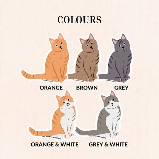 Tabby Cat Vinyl Sticker, 5 Colours