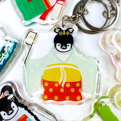 Pudding the Penguin Wei Jin Dynasty Lady Acrylic Keychain
