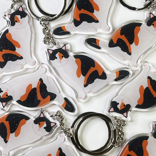 Calico Cat Acylic Keychain