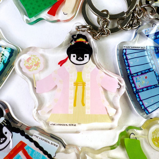 Pudding the Penguin Song Dynasty Lady 2 Acrylic Keychain
