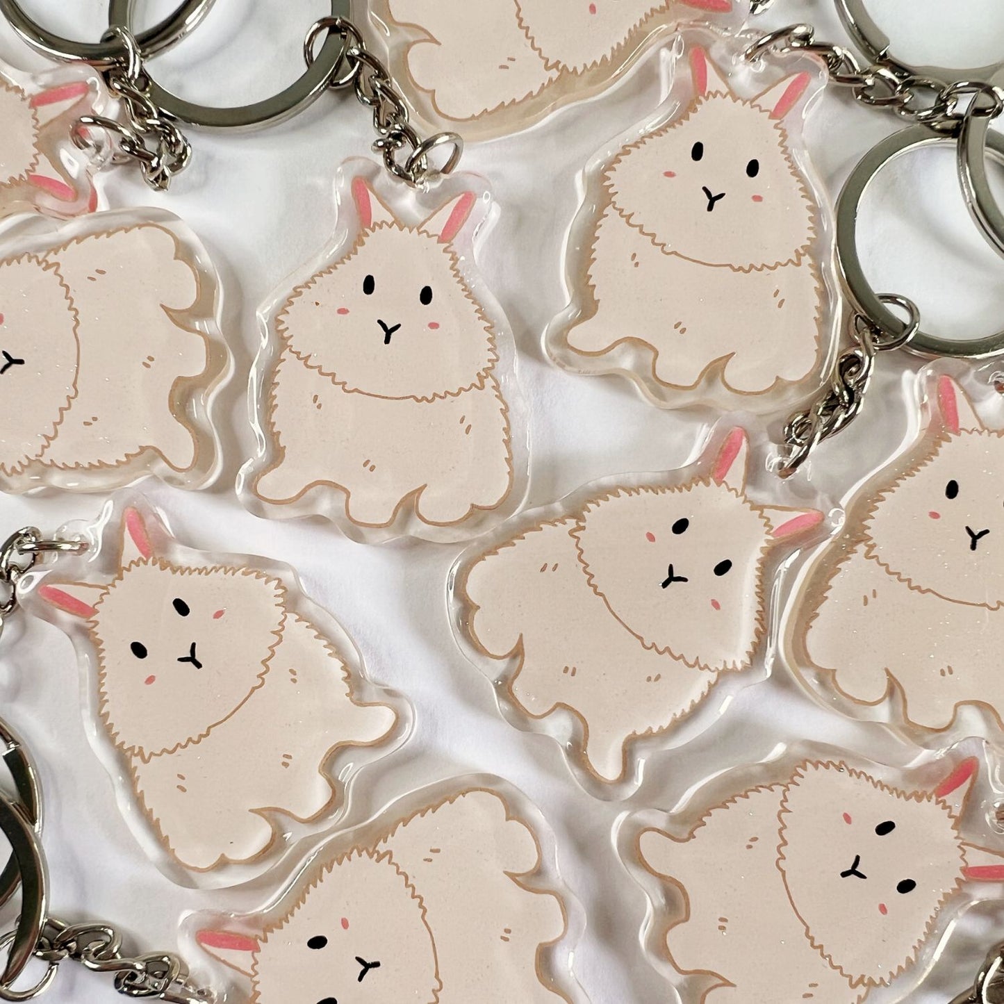 Cream Lionhead Rabbit Acrylic Keychain