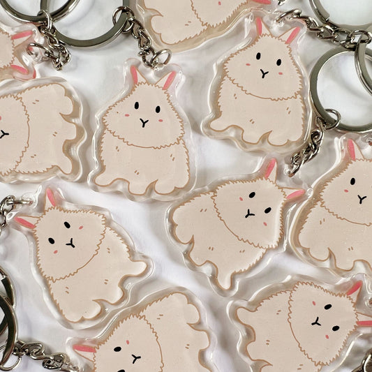 Cream Lionhead Rabbit Acrylic Keychain