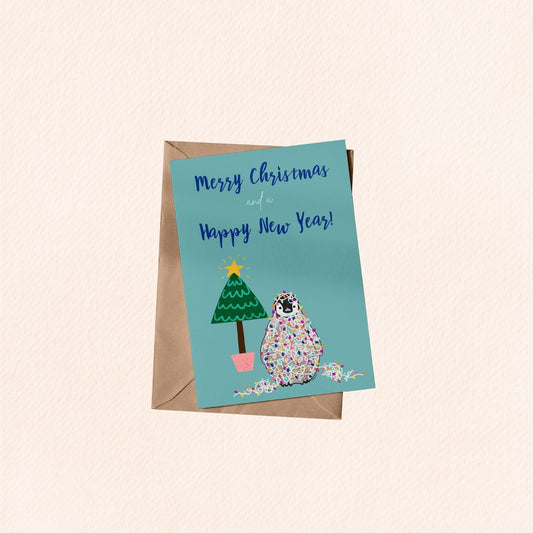 Pudding the Penguin Christmas Lights Christmas Greeting Card