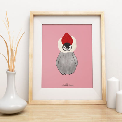 Pudding the Penguin Strawberry Daifuku Art Print