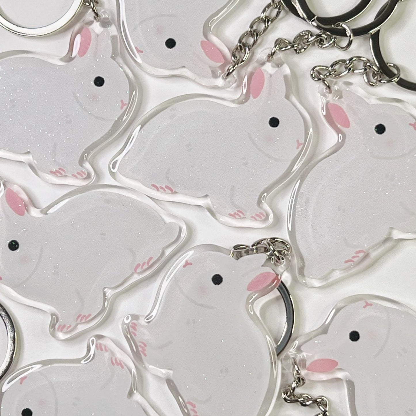White Netherland Dwarf Rabbit Acrylic Keychain