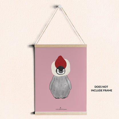Pudding the Penguin Strawberry Daifuku Art Print
