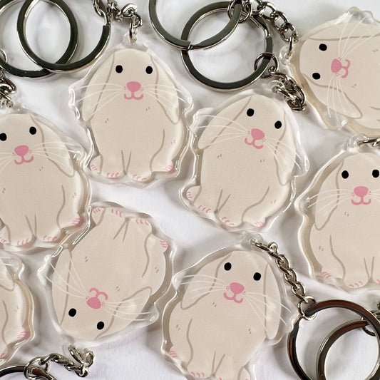 Cream Holland Lop Rabbit Acrylic Keychain