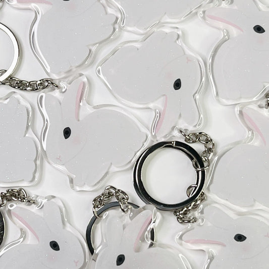 Blanc De Hotot Rabbit Acrylic Keychain